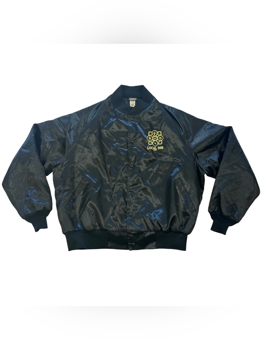 Vtg Nemesis Mens XL Plumbers & Steamfitters Pomona Unite Jacket Bomber Satin Blk
